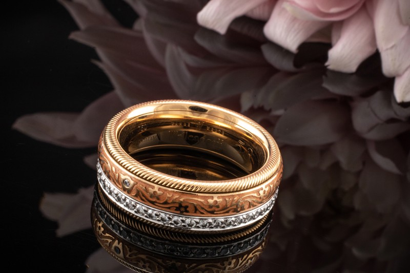 Wellendorff Ring Aprikose Drehring mit Brillanten rundum 750er Gold OVP 