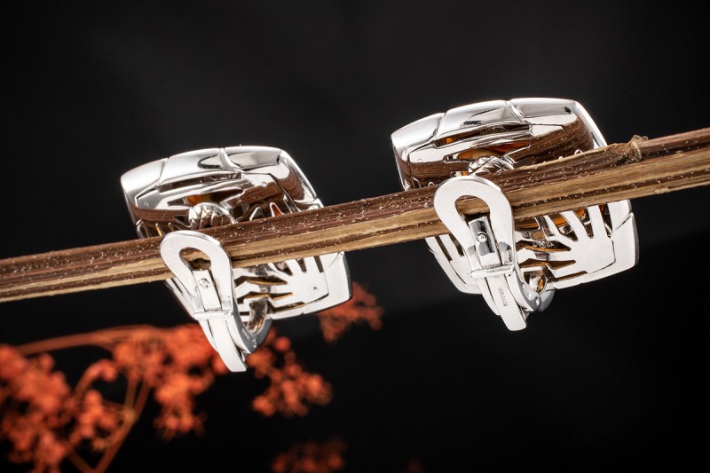 Bulgari BVLGARI Pyramid Große Ohrclips Ohrringe Citrin in 750er Weißgold 