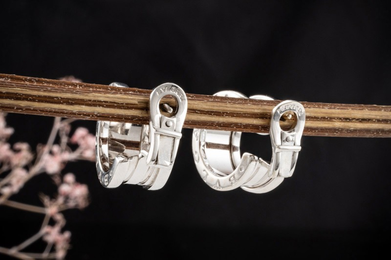 BVLGARI B.zero1 Ohrringe in 750er Weißgold Ohrstecker mit Clip Creolen 
