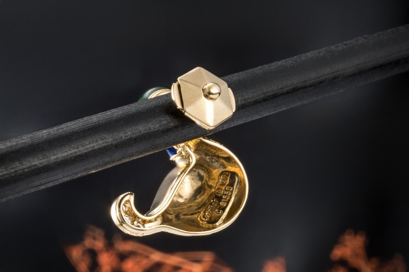 Cartier Pin Brosche Ente Duck mit Emaille und Diamanten in Gelbgold 750 
