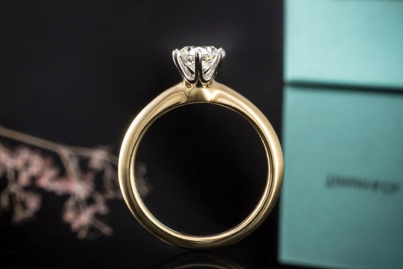 Tiffany & Co Solitär Ring Setting mit Diamant 0,79 Ct in Gelbgold Platin 