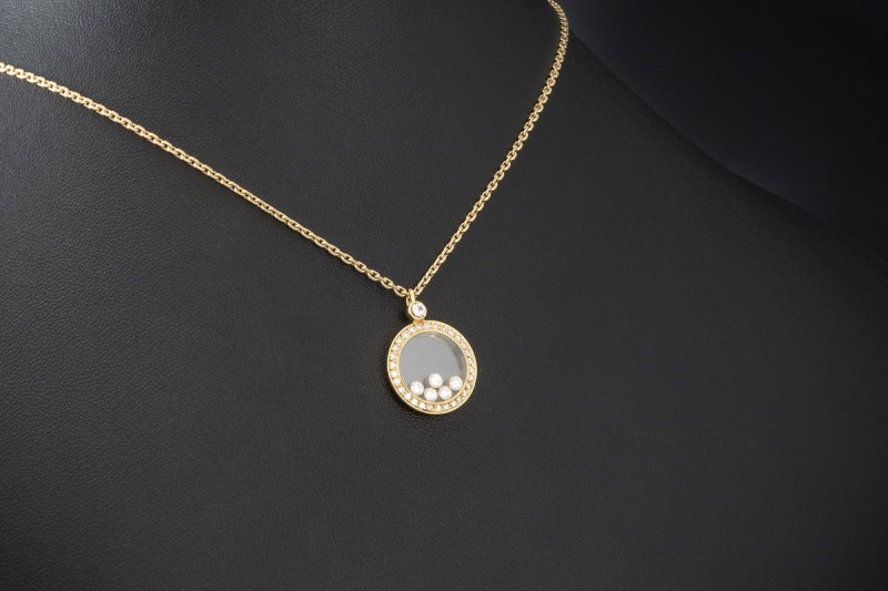 Chopard Happy Diamonds Anhänger Großes Modell Diamanten in Gelbgold 750 