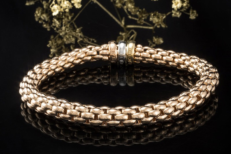 Fope Flex'it Armband in 750er Roségold 3 Ringe Gelbgold Weißgold 18 cm 