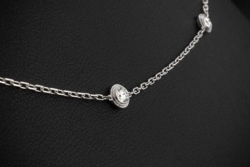 Cartier Collier Kette Diamant Léger mit 8 Diamanten in 750er Weißgold 