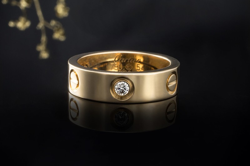 Cartier Love Ring mit 3 Diamanten in 750er Gelbgold Großes Modell Gr. 54 