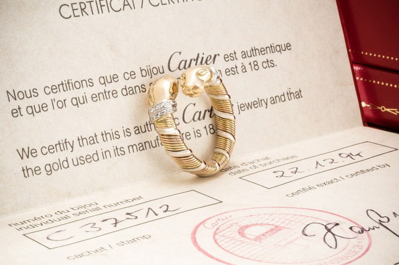 Cartier Ring Panthère de Cartier mit Diamanten Gold 750 Tricolor Full Set 