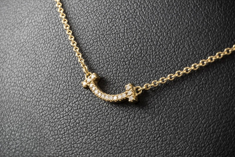 Tiffany & Co. T Smile Kette in 750er Gelbgold Collier mit Diamanten OVP 