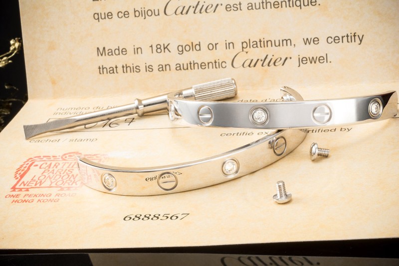 Cartier Love Armreif Armband Bracelet 6 Diamanten Weißgold Gr16 Full Set 