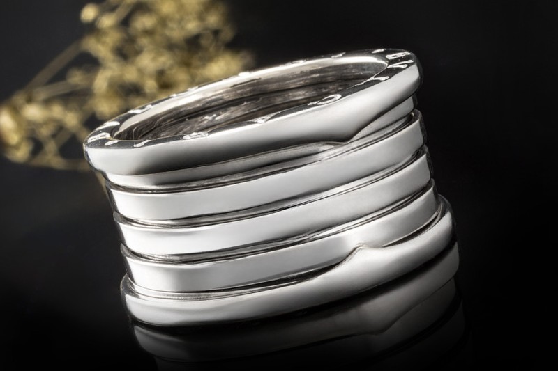 BVLGARI B.zero1 5-Band Ring beweglich in 750er Weißgold Neuwertig Gr. 62 