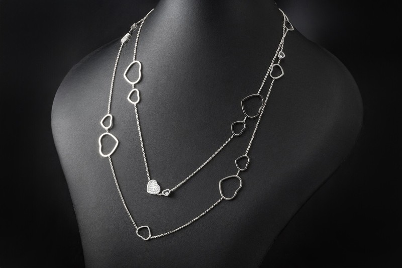 Chopard Collier Happy Diamonds Hearts 122 cm Loop Kette in Weißgold 750 