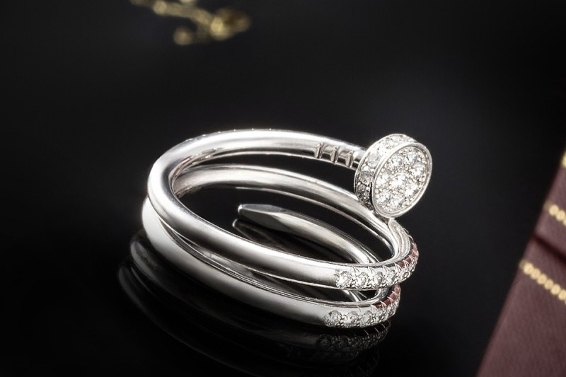 Cartier Juste un Clou Ring mit 77 Diamanten in Weißgold 750 Größe 50 OVP 