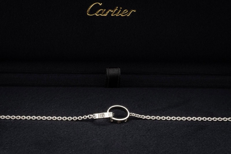 Cartier Love Armband an einer Kette Ringe Armkette in 750er Weißgold OVP 