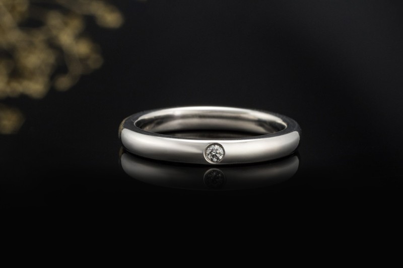 Tiffany & Co. Ring Elsa Peretti Solitär Bandring Diamant in 950er Platin 