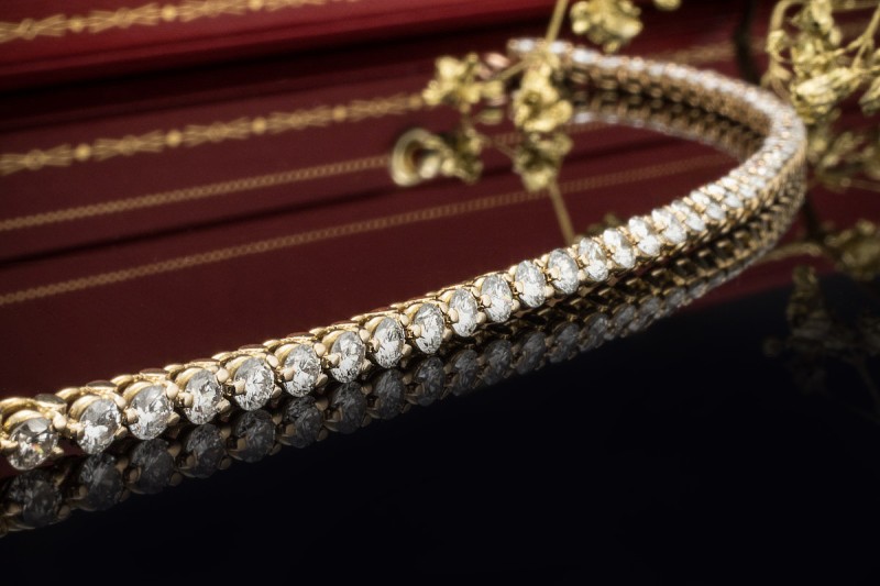 Cartier Tennisarmband Vintage 46 Diamanten 3,91 Carat 750er Gelbgold OVP 