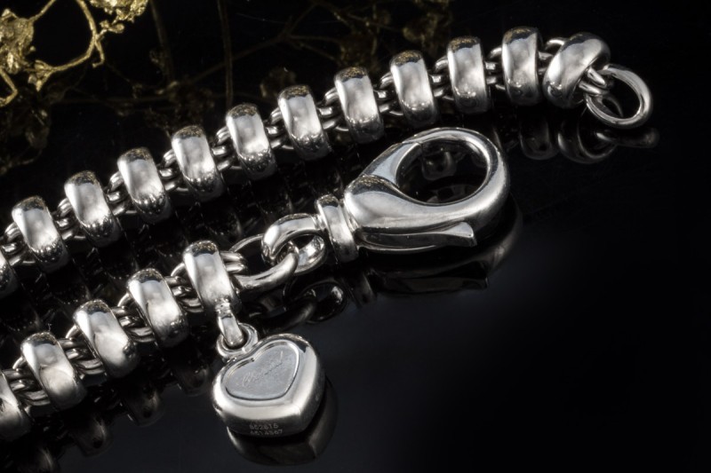 Chopard Armband Les Chaînes Herz Gliederarmband 16,5cm in 750er Weißgold 