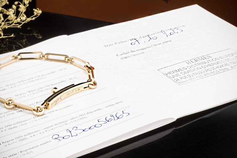 Hermès Armband Kelly Chaîne kleines Modell mit Diamanten 750er Gelbgold 