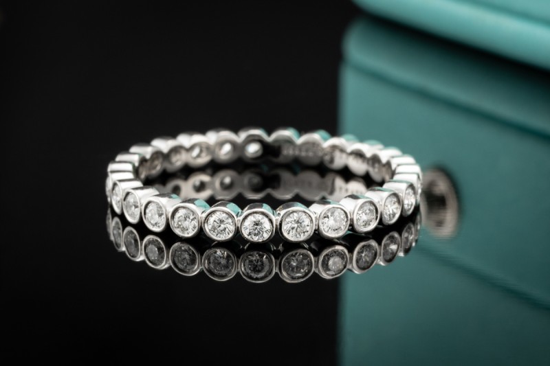 Tiffany & Co. Memoire Ring Ehering mit Diamanten in 950er Platin Gr. 57 