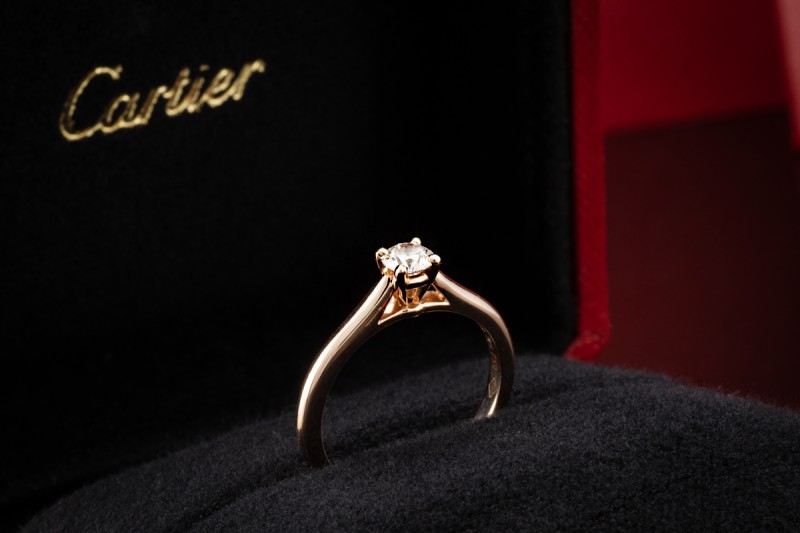 Cartier Solitär Ring 1895 mit Diamant 0,24 Carat Verlobungsring Roségold 