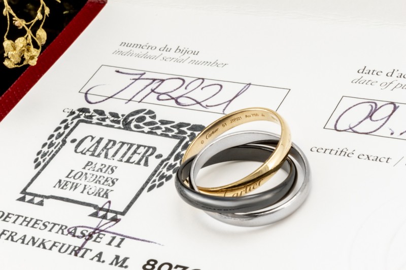 Trinity de Cartier Ring Limited Edition in 750 Gelbgold Weißgold Keramik 