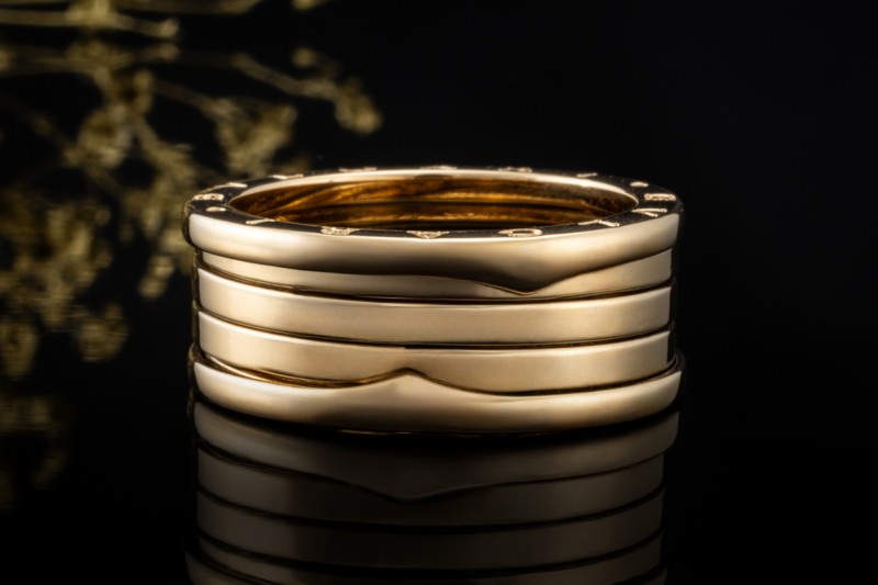 BVLGARI B.zero1 Ring 4-Band beweglich in 750er Gelbgold Massiv Größe 64 