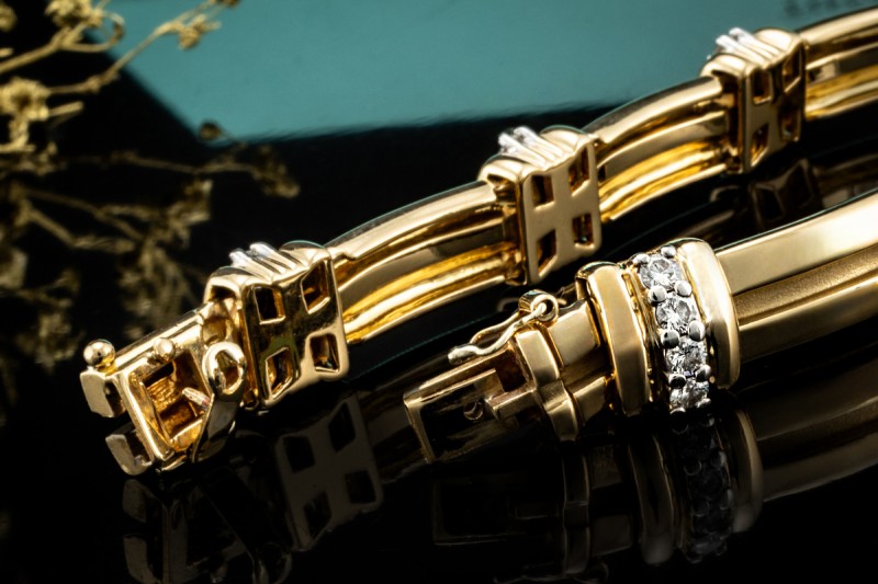 Tiffany & Co Armband Gliederarmband Diamanten in Gelbgold 750 mit Platin 