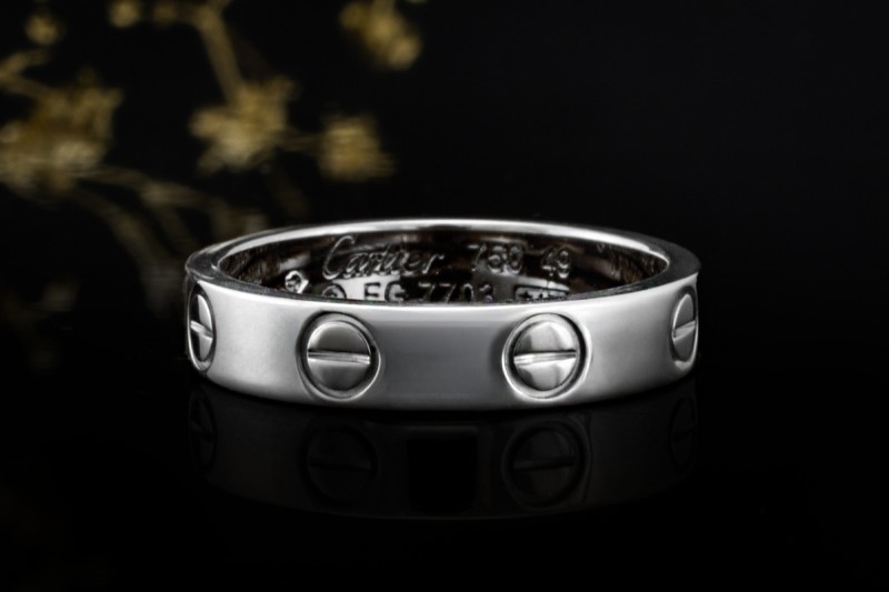 Cartier Love Ring Kleines Modell Schmal in Weißgold 750 Arbeit Größe 49 