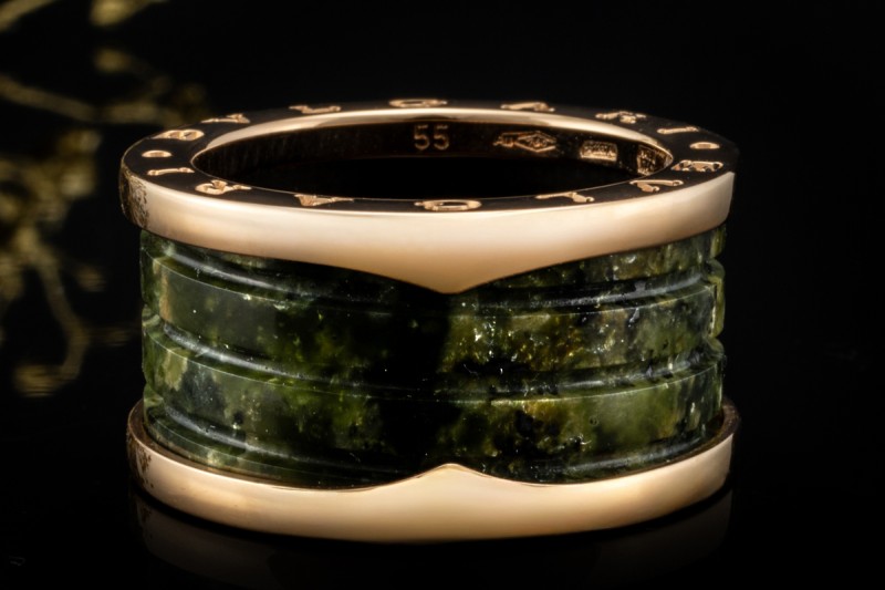 BVLGARI B.zero1 Ring mit Marmor Grüner Naturstein 750er Roségold Gr. 55 