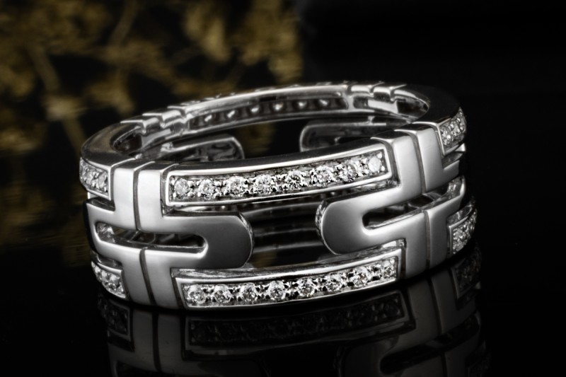 BVLGARI Parentesi Ring mit Diamanten in 750er Weißgold OVP Größe 55 