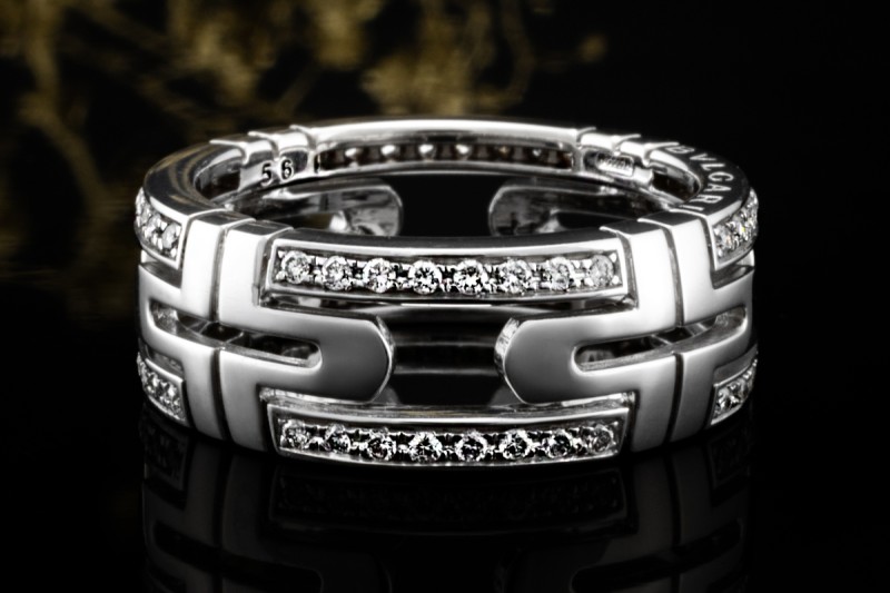 BVLGARI Parentesi Ring mit Diamanten in 750er Weißgold OVP Größe 56 