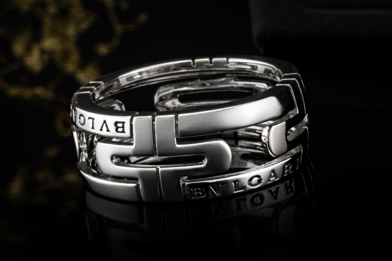 BVLGARI Parentesi Ring Offenes Design in 750er Weißgold OVP Größe 55 