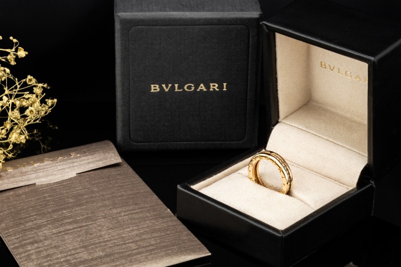 BVLGARI B.zero1 1-Band Memoire Ring Diamanten Gelbgold 750 Größe 53 OVP 