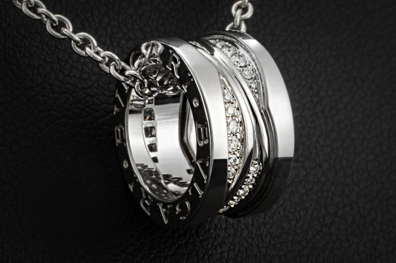 BVLGARI B.zero1 Collier Kette Design Legend Diamanten in 750er Weißgold 
