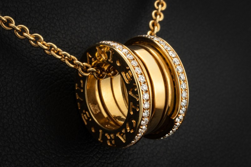 BVLGARI B.zero1 Collier Kette mit Anhänger Diamanten in 750er Gelbgold 