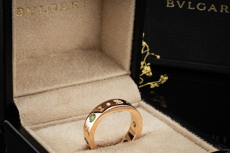 BVLGARI Roman Sorbets Ring mit Amethyst Turmalin Diamant 750er Roségold 