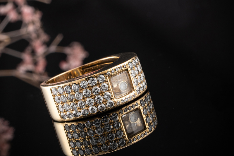 Chopard Happy Diamonds Ring eckig mit Diamanten Brillanten Gelbgold 750 