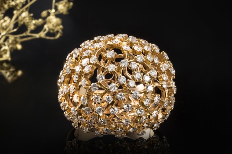 Cocktail Ring Exklusive Goldschmiedearbeit mit Diamanten in Roségold 750 