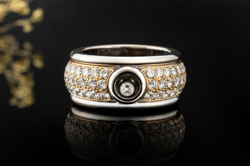 Chopard Happy Diamonds Ring Massiv mit Diamanten Weissgold Gelbgold 750 
