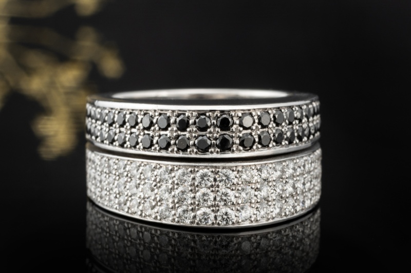 Exklusiver Chopard Ring Black and White Diamanten Massiv Weissgold 750 