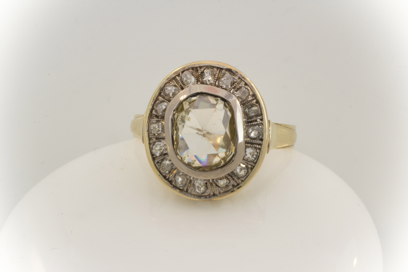 ANTIK Diamant Ring mit 1,20 Carat Diamant Rosen in 585 Gold  