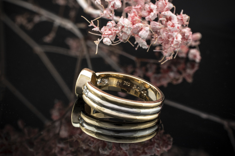 Bicolor Brillant Ring VVSI TW 750 Gold mit Brillanten 