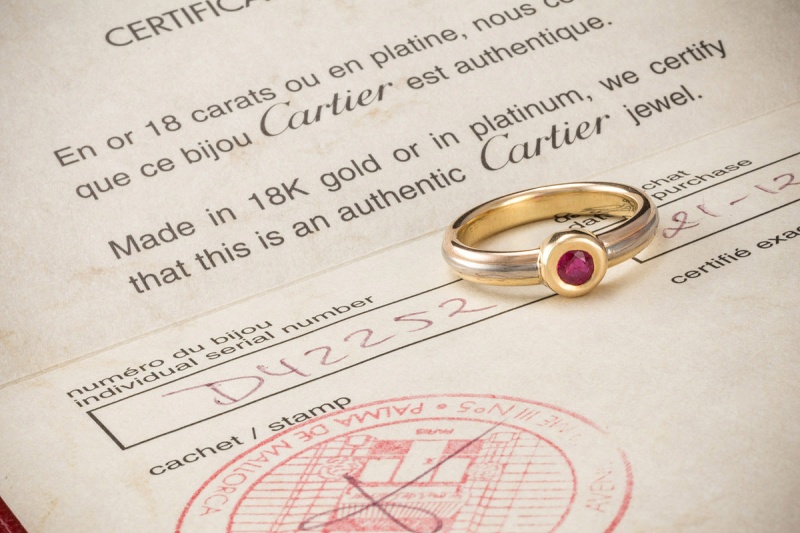 Cartier Vintage Ring 1 Rubin in Gelbgold Roségold Weißgold 750 Full Set 