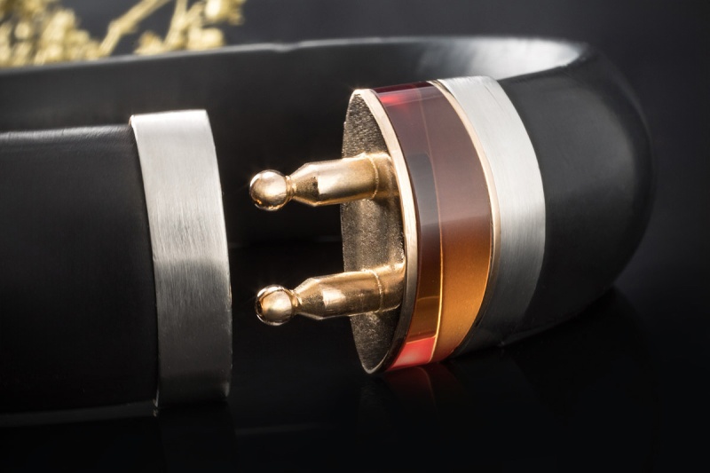 Bunz Design Armreif mit Citrin in Kautschuk an 750er Roségold und Platin 