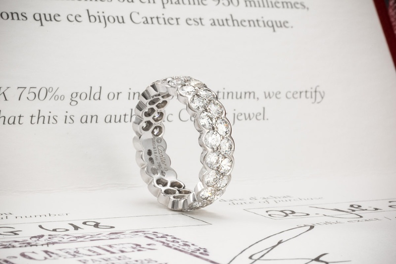 Broderie de Cartier Ring Trauring Zweireihig mit Diamanten Weißgold 750 