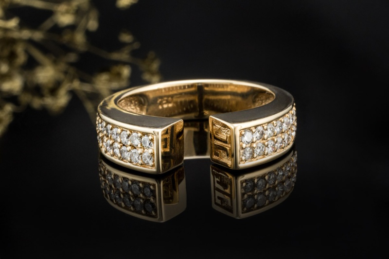 Jette Joop JJ offener Designer Spannring mit Diamanten in 750er Gelbgold 