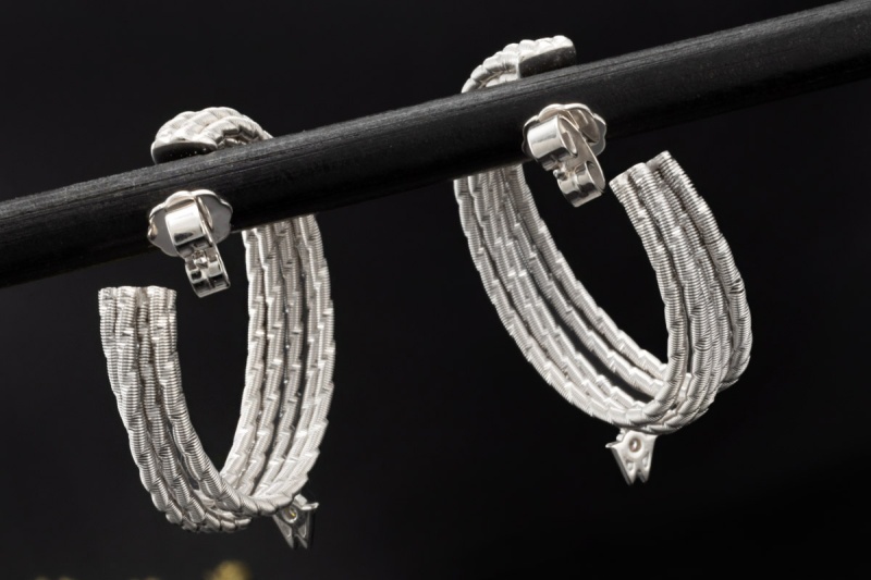 Wellendorff Ohrringe Creolen Sonnenglanz Diamanten Weißgold 750 Full Set 