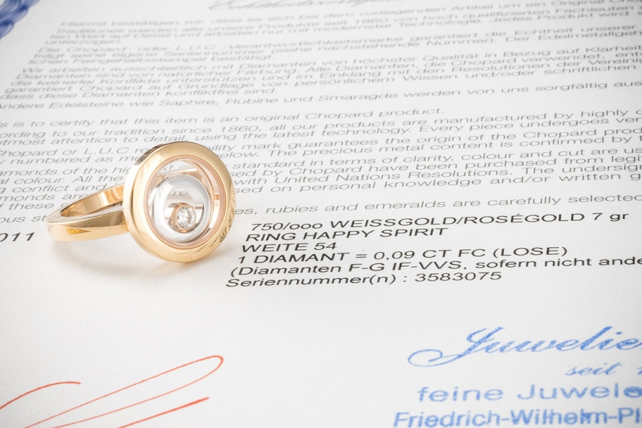 Chopard Ring Happy Spirit mit 1 Diamant Modell Roségold mit Weißgold 750 