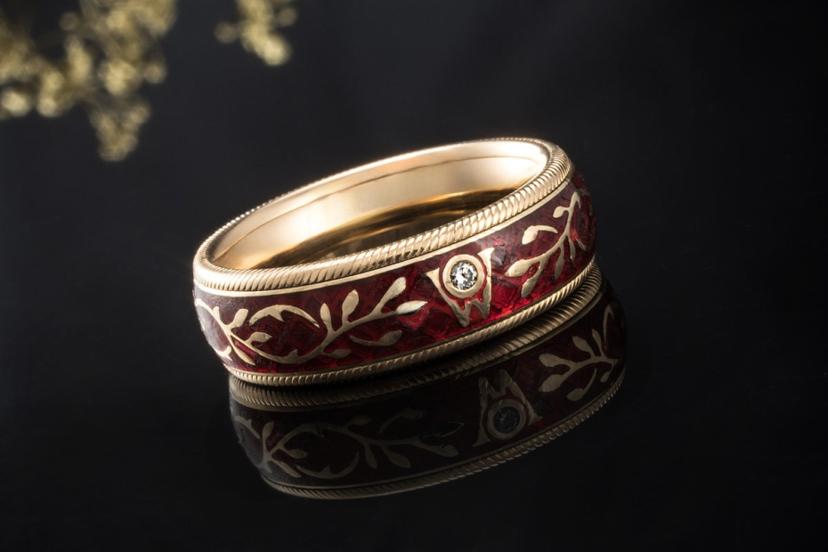 Wellendorff Ring Hibiscus Drehring mit 1 Diamant in 750er Gelbgold Gr 56 