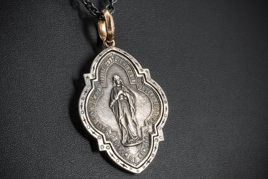SÉVIGNÉ Collier Kette mit Anhänger Jungfrau Maria / Aloisius von Gonzaga 