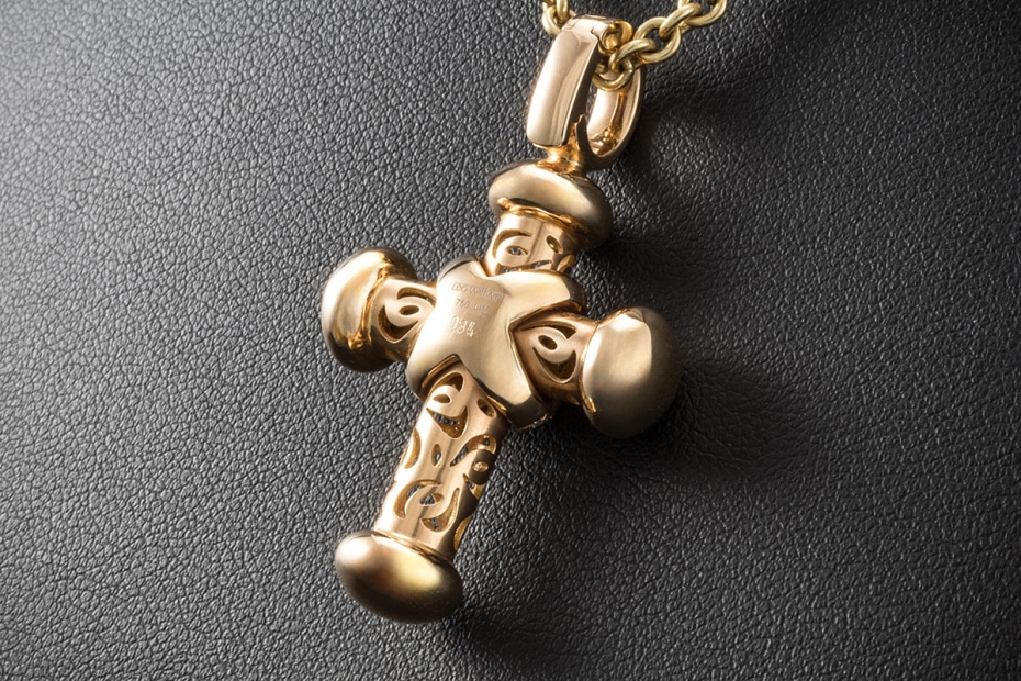 Leo Wittwer Kreuz Anhänger mit 0,34 Ct. Diamanten 43 mm in Roségold 750 