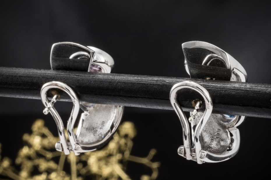 Odenwald Ohrclips Ohrstecker Tango mit Saphir Blau Violett Weißgold 750 